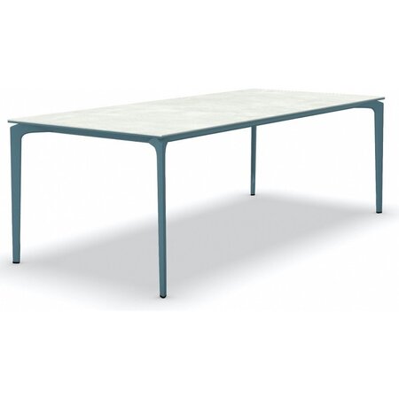 Fast AllSize Tisch mit Platte aus Feinsteinzug, Snow-Öl Blau