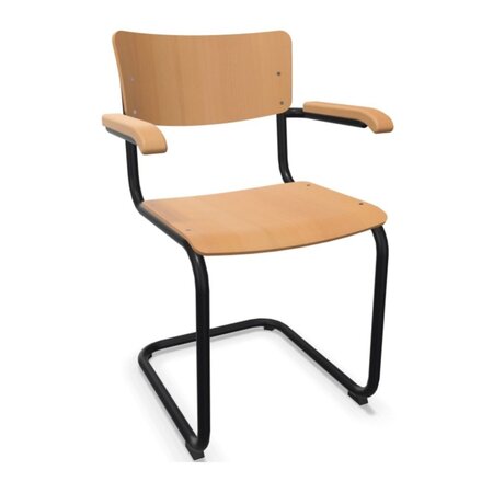 Thonet S 43 Klassik - Tiefschwarz (RAL 9005) pulverbeschichtet - Buche Natur (TP 17) gebeizt I