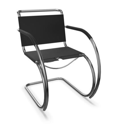 Thonet S 533 LF | Freischwinger mit Armlehnen- Geschnürt, Kernleder schwarz