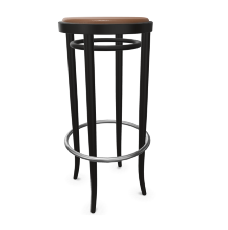 Thonet 204 PH | Barhocker - Buche Schwarz (TP 29) - LEDER I - New Cognac 680