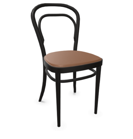 Thonet 214 P | Bugholzstuhl - LEDER I - Nero 622 - Buche Schwarz (TP 29)