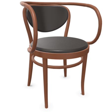 Thonet 209 P | Bugholzstuhl mit Armlehnen - LEDER I - Nero 622 - Buche Kirschbaum (TP 44)