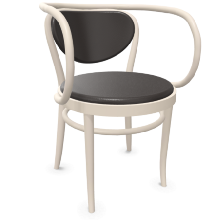 Thonet 209 P | Bugholzstuhl mit Armlehnen - LEDER I - Nero 622 - Buche Weiß (TP 200)