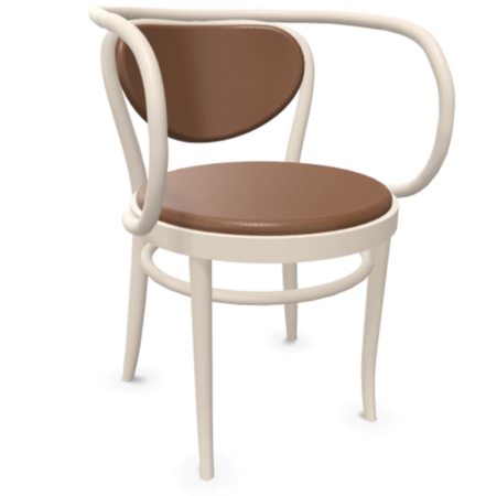 Thonet 209 P | Bugholzstuhl mit Armlehnen - LEDER I - New Cognac 680 - Buche Weiß (TP 200)