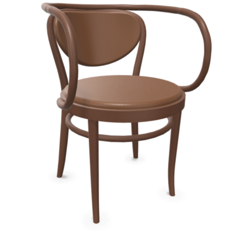 Thonet 209 P | Bugholzstuhl mit Armlehnen - LEDER I - New Cognac 680 - Buche Nussbaum (TP 24)