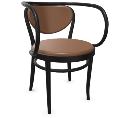 Thonet 209 P | Bugholzstuhl mit Armlehnen - LEDER I - New Cognac 680 - Buche Schwarz (TP 29)