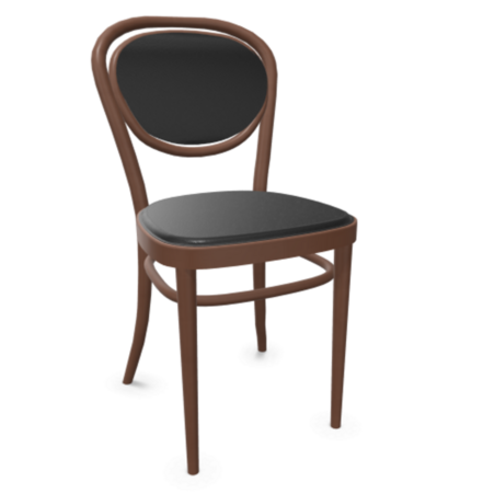 Thonet 215 P | Bugholzstuhl - Buche Nussbaum (TP 24) - LEDER I - Nero 622