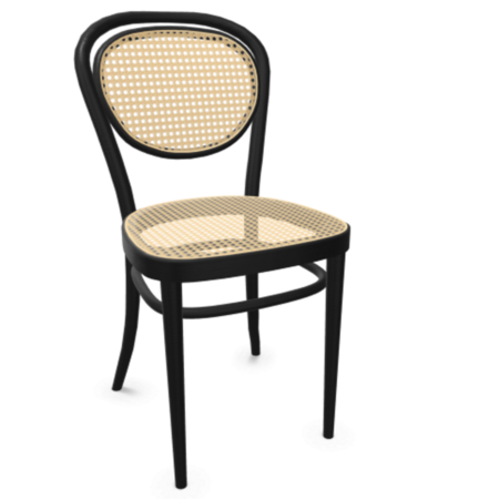 Thonet 215 R | Bugholzstuhl - Pure Materials - Esche schwarz mit Naturholzlack lackiert