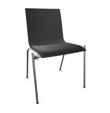 Thonet S 160 SP | Stahlrohrstuhl - Schwarzgrau (RAL 7021) - LEDER I - Nero 622