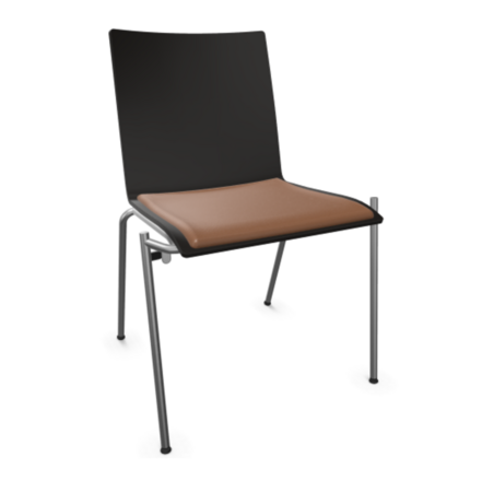 Thonet S 162 SP | Stahlrohrstuhl - Buche Schwarz (TP 29) gebeizt I - LEDER I - New Cognac 680