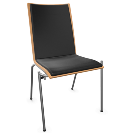 Thonet S 164 P-Buche Natur (TP 17) gebeizt I-LEDER I - Nero 622