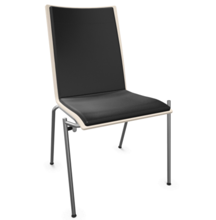 Thonet S 164 P-Buche Weiß (TP 200) lasiert gebeizt II-LEDER I - Nero 622