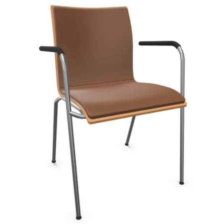 Thonet S 166 PF-Buche Natur (TP 17) gebeizt I-LEDER I - New Cognac 680