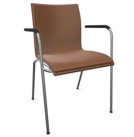 Thonet S 166 PF-Buche Nussbaum (TP 24) gebeizt I-LEDER I - New Cognac 680