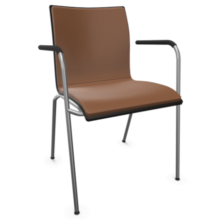 Thonet S 166 PF-Buche Schwarz (TP 29) gebeizt I-LEDER I - New Cognac 680