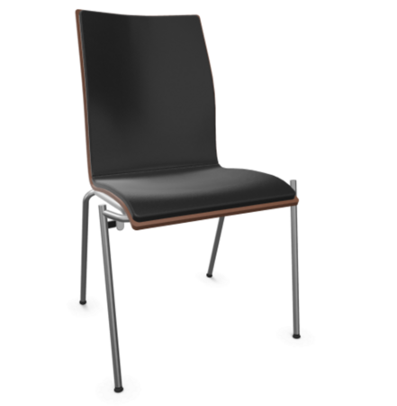 Thonet S 168 P-Buche Nussbaum (TP 24) gebeizt I-LEDER I - Nero 622