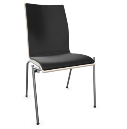 Thonet S 168 P-Buche Weiß (TP 200) lasiert gebeizt II-LEDER I - Nero 622
