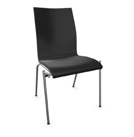 Thonet S 168 PV-Chrom-LEDER I - Nero 622