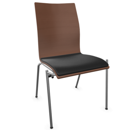 Thonet S 168 SP-Buche Nussbaum (TP 24) gebeizt I-LEDER I - Nero 622