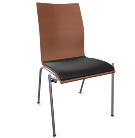 Thonet S 168 SP-Buche Kirschbaum (TP 44) gebeizt I-LEDER I - Nero 622