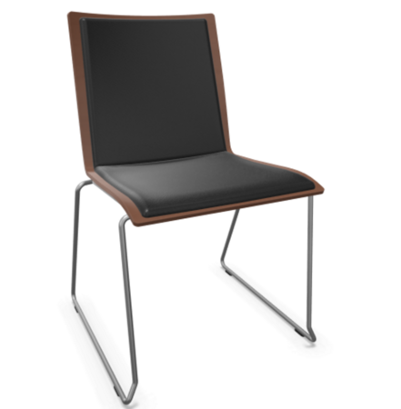 Thonet S 182 PST-Buche Nussbaum (TP 24) gebeizt I-LEDER I - Nero 622