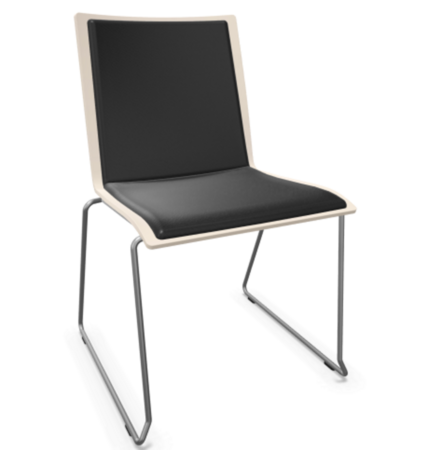 Thonet S 182 PST-Buche Weiß (TP 200) lasiert gebeizt II-LEDER I - Nero 622