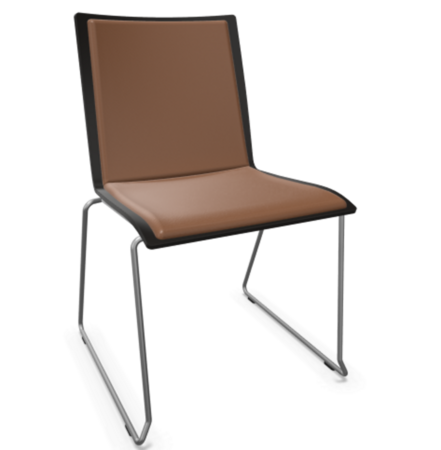Thonet S 182 PST-Buche Schwarz (TP 29) gebeizt I-LEDER I - New Cognac 680