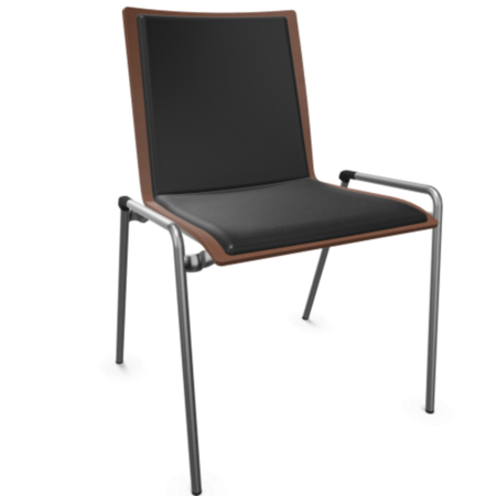 Thonet S 262 P-Buche Nussbaum (TP 24) gebeizt I-LEDER I - Nero 622