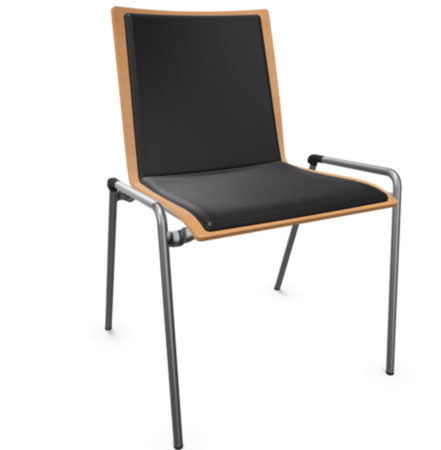 Thonet S 262 P-Buche Natur (TP 17) gebeizt I-LEDER I - Nero 622