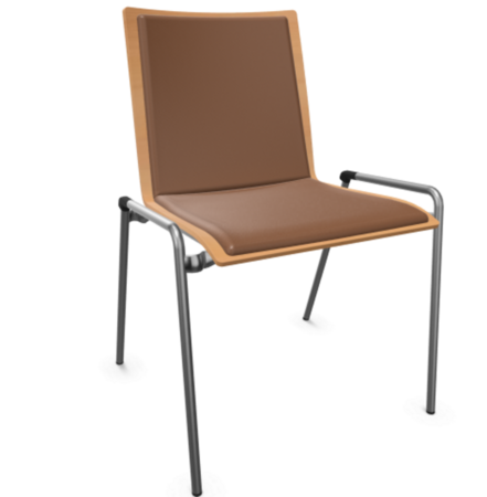 Thonet S 262 P-Buche Natur (TP 17) gebeizt I-LEDER I - New Cognac 680