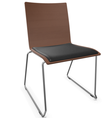 Thonet S 182 SPST | Stahldrahtstuhl - Buche Nussbaum (TP 24) - LEDER I - Nero 622