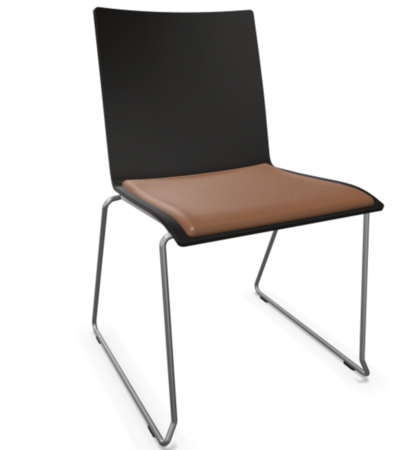 Thonet S 182 SPST | Stahldrahtstuhl - Buche Schwarz (TP 29) - LEDER I - New Cognac 680