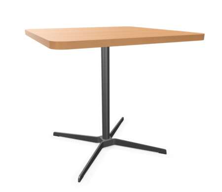 Edelstahloptik - 80 x 80 cm, Ecken gerundet (R = 60 mm) - Buche natur (TP 17) - Tischkante gerade