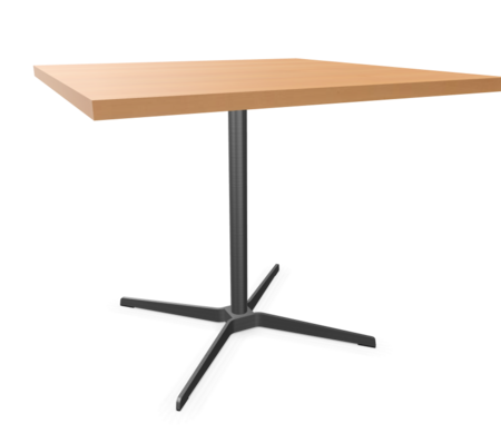 Edelstahloptik - 90 x 90 cm - Buche natur (TP 17) - Tischkante gerade