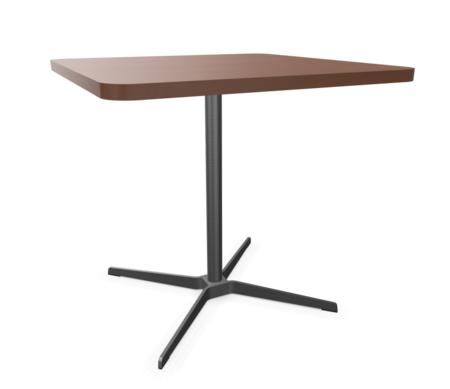 Edelstahloptik - 80 x 80 cm, Ecken gerundet (R = 60 mm) - Buche nussbaum (TP 24) gebeizt - Tischkante gerade