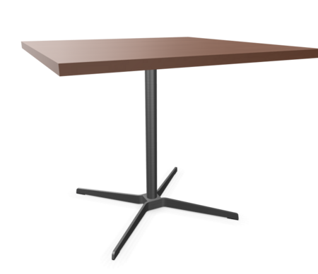 Edelstahloptik - 90 x 90 cm - Buche nussbaum (TP 24) gebeizt - Tischkante gerade