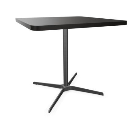 Edelstahloptik - 80 x 80 cm, Ecken gerundet (R = 60 mm) - Buche schwarz (TP 29) gebeizt - Tischkante gerade
