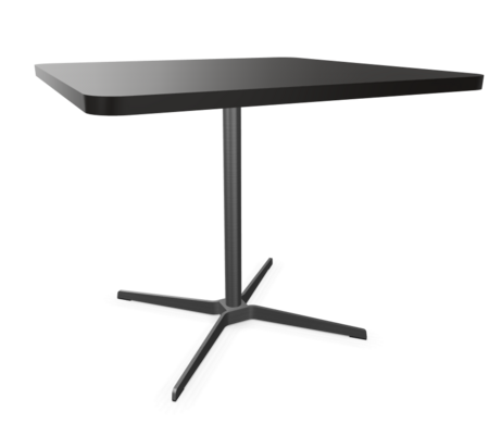 Edelstahloptik - 90 x 90 cm, Ecken gerundet (R = 60 mm) - Buche schwarz (TP 29) gebeizt - Tischkante gerade