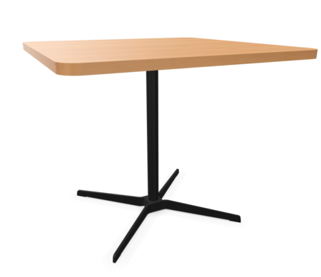 schwarz (TS 9005) lackiert - 90 x 90 cm, Ecken gerundet (R = 60 mm) - Buche natur (TP 17) - Tischkante gerade