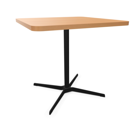 schwarz (TS 9005) lackiert - 80 x 80 cm, Ecken gerundet (R = 60 mm) - Buche natur (TP 17) - Tischkante gerade