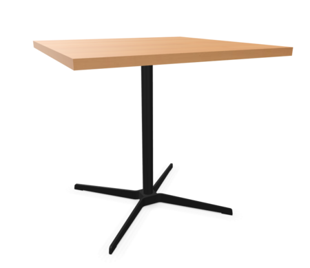 schwarz (TS 9005) lackiert - 80 x 80 cm - Buche natur (TP 17) - Tischkante gerade