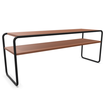 Thonet S 43 Klassik-Tiefschwarz (RAL 9005) pulverbeschichtet-Buche Kirschbaum (TP 44) gebeizt I