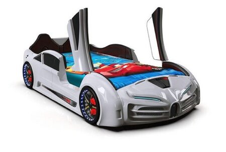 Autobett Racing XR 9 mit Flügeltüren - Kinderbett - Weiß