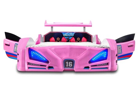 Autobett Veron XRF 3 Blau mit Türen-Kinderbett -Pink