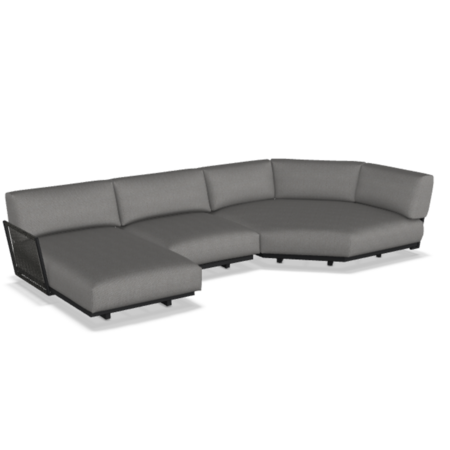 Fast Solaris Scomp02 - Sofa-Kombination - Gestell 2-Black / Stoffkissen SGR-Grey