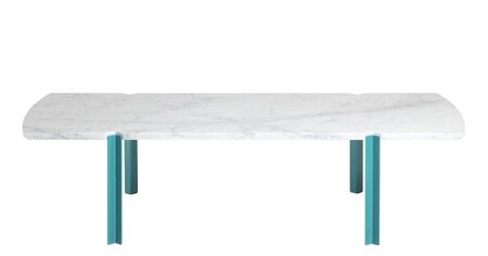 Objekto Quattro Cantoni Couchtisch / Marmor & Stahl - Blau - Weiss mattiert