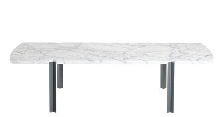 Objekto Quattro Cantoni Couchtisch / Marmor & Stahl - Blanc poli - Blau