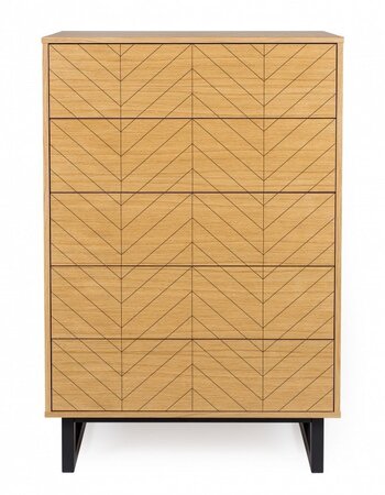 Morana Camden Bedroom Chest Herringbone Print Oak