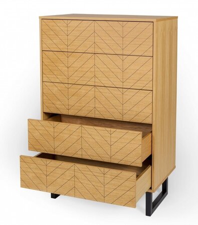 Morana Camden Bedroom Chest Herringbone Print Oak