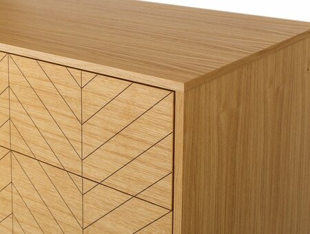 Morana Camden Bedroom Chest Herringbone Print Oak